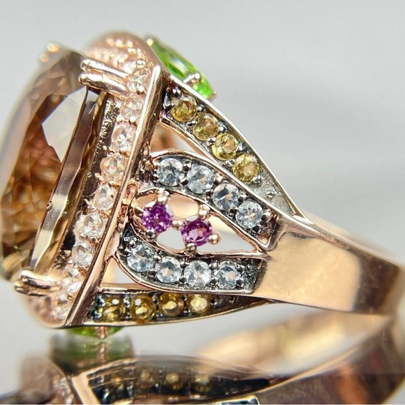 Sold! LeVian,Tsavorite,Rhodolite,Citrine,Smokey Quartz 14K Rose Gold Ring 7.5 - Picture 5 of 14